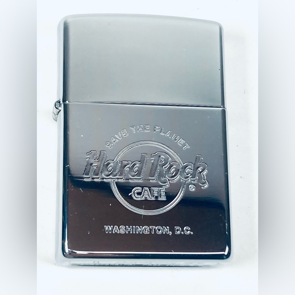 Zippo Windproof Lighter Hard Rock Cafe Washington DC High Polished Chrome EUC